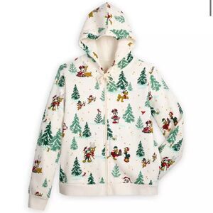 NWT Disney Mickey Mouse & Friends Holiday Zip Hoodie XS AOP In Hand! Ships Now!